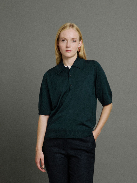 Bill Nighy Short Sleeve Polo Shirt | John Smedley