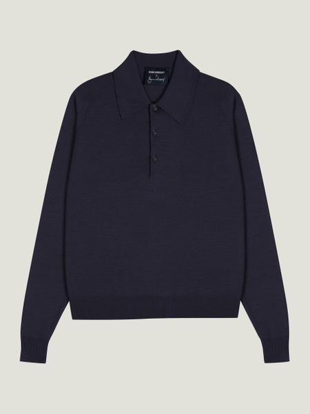 Bill Nighy Long Sleeve Polo Shirt | John Smedley