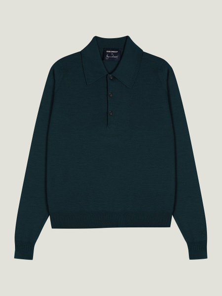 Bill Nighy Long Sleeve Polo Shirt | John Smedley