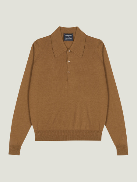 Bill Nighy Long Sleeve Polo Shirt | John Smedley