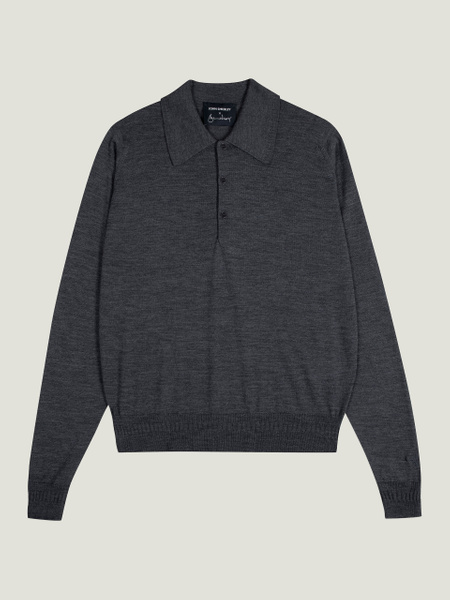 Bill Nighy Long Sleeve Polo Shirt | John Smedley