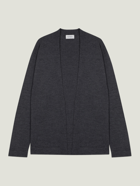 JOHN SMEDLEY｜30G Cotton Cardigan（Gray・L） Extra Fine Merino Wool Cardigan | John Smedley