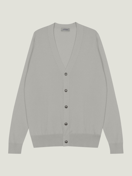 JOHN SMEDLEY｜30G Cotton Cardigan（Gray・L） Bernard - John Smedley's Sea Island Cotton Cardigan | John Smedley