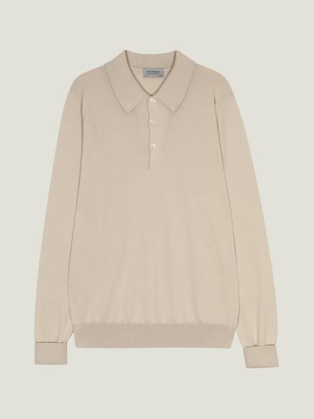 JOHN SMEDLEY Finchley Long-sleeve Polo ④ Finchley - John Smedley's Sea Island Cotton Polo Shirt | John Smedley